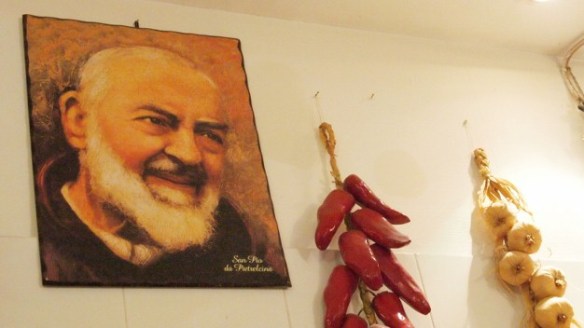 Padre Pio, garlic and peppers